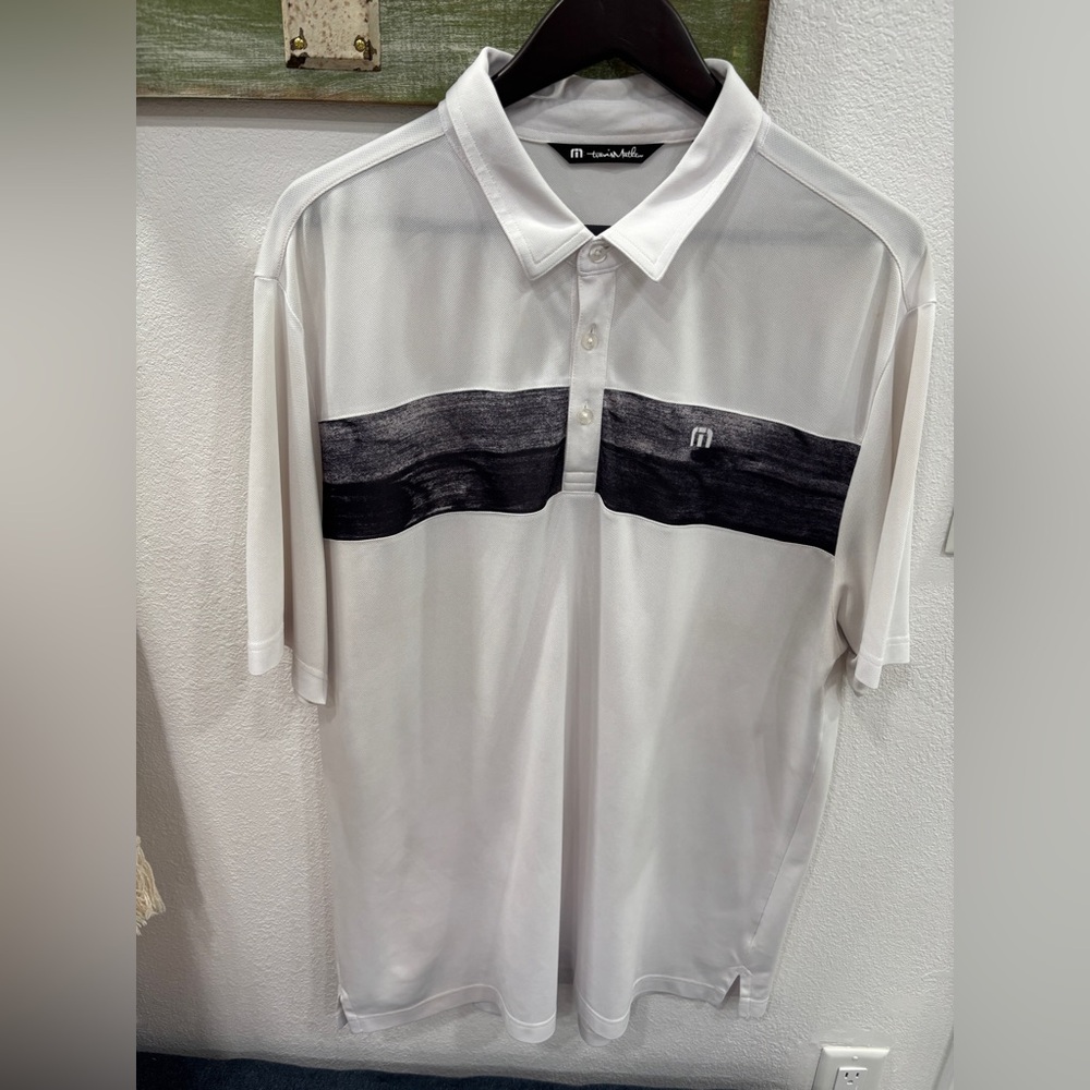 Travis Mathew White and Black Men's Polo Shirt
